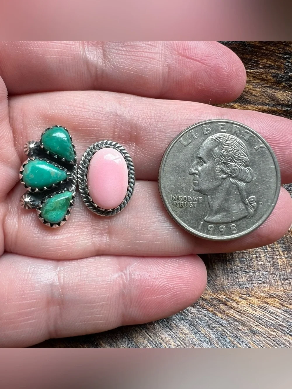Sterling Kingman Turquoise Queen Conch Floating Ring Size 9 Southwestern